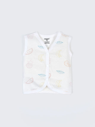 Baby Cotton Jabla & Shorts Set – Printed Sleeveless Newborn Baby Set - Kidulan