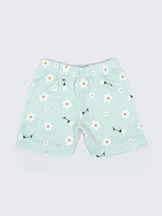 Baby Cotton Jabla & Shorts Combo Set – Daisy & Floral Printed Sleeveless Baby Set - Kidulan