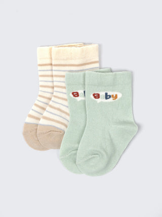 Striped & Baby Text Cotton Socks – 2 Pair Comfort Pack - Kidulan