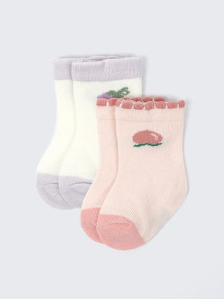 Fruit Print Baby Socks – 2 Pair Soft Cotton Pack - Kidulan