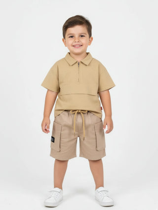Boys Beige Cargo Pocket Shorts - Kidulan