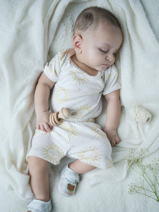 Sunny Smiles Print Bodysuit & Shorts Summer Set for Baby - Kidulan