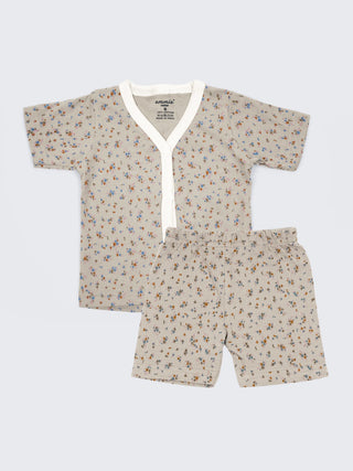 Baby Cotton Jabla & Shorts Set – Tiny Floral Print Half Sleeve Baby Wear Set - Kidulan