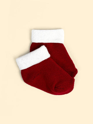 Cozy Winter Baby Socks – Red & White - Kidulan